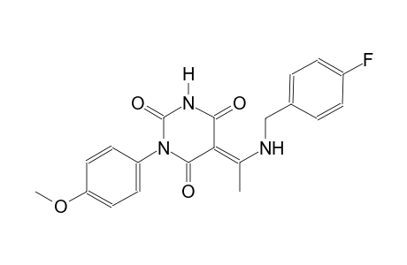 (5E)-5-{1-[(4-fluorobenzyl)amino]ethylidene}-1-(4-methoxyphenyl)-2,4,6(1H,3H,5H)-pyrimidinetrione