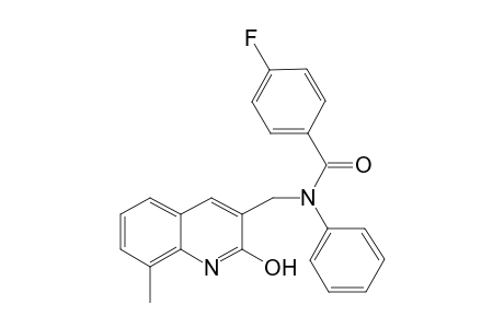 4-Fluoranyl-N-[(8-methyl-2-oxidanylidene-1H-quinolin-3-yl)methyl]-N-phenyl-benzamide