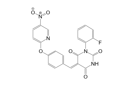 (5Z)-1-(2-fluorophenyl)-5-{4-[(5-nitro-2-pyridinyl)oxy]benzylidene}-2,4,6(1H,3H,5H)-pyrimidinetrione
