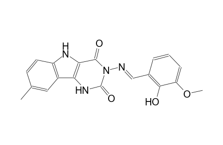 3-{[(E)-(2-hydroxy-3-methoxyphenyl)methylidene]amino}-8-methyl-1H-pyrimido[5,4-b]indole-2,4(3H,5H)-dione