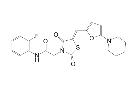 2-((5Z)-2,4-dioxo-5-{[5-(1-piperidinyl)-2-furyl]methylene}-1,3-thiazolidin-3-yl)-N-(2-fluorophenyl)acetamide