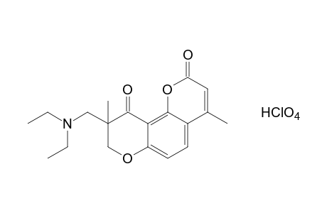 8,9-dihydro-4,9-dimethyl-9-[(diethylamino)methyl]-2H,10H-benzo[1,2-b.3,4-b']dipyran-2,10-dione perchlorate