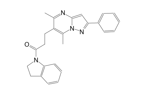 pyrazolo[1,5-a]pyrimidine, 6-[3-(2,3-dihydro-1H-indol-1-yl)-3-oxopropyl]-5,7-dimethyl-2-phenyl-
