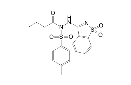 benzenesulfonic acid, 4-methyl-, 2-(1,1-dioxido-1,2-benzisothiazol-3-yl)-1-(1-oxobutyl)hydrazide