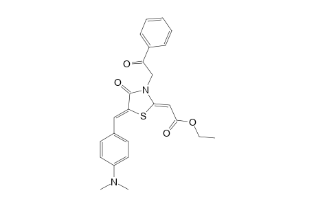 ETHYL-{5-[4-(DIMETHYLAMINO)-PHENYL]-METHYLIDENE-4-OXO-3-(2-OXO-2-PHENYLETHENYL)-THIAZOLIDIN-2-YLIDENE}-ACETATE