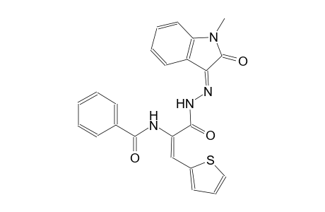 2-propenoic acid, 2-(benzoylamino)-3-(2-thienyl)-, 2-[(3E)-1,2-dihydro-1-methyl-2-oxo-3H-indol-3-ylidene]hydrazide, (2E)-