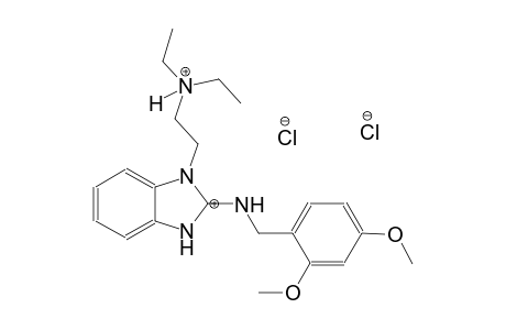 (E)-2-(2-((2,4-dimethoxybenzyl)iminio)-2,3-dihydro-1H-benzo[d]imidazol-1-yl)-N,N-diethylethanaminium chloride