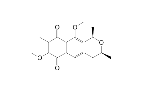 (+-)-cis-3,4,6,9-tetrahydro-7,10-dimethoxy-1,3,8-trimethyl-1H-naphtho[2,3-c]pyran-6,9-dione[(+-)-ventilagone 7,10-dimethyl ether]