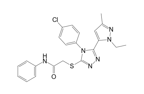 2-{[4-(p-chlorophenyl)-5-(1-ethyl-3-methylpyrazol-5-yl)-4H-1,2,4-triazol-3-yl]thio}acetanilide
