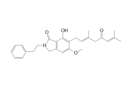 6-[(2'E)-3',7'-dimethyl-5'-oxo-2',6'-octadienyl]-7-hydroxy-5-methoxy-N-(2"-phenylethyl)-1-isoindolinone