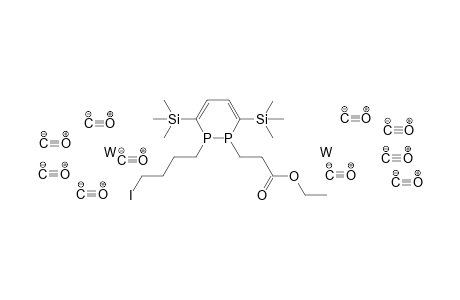 Ethyl 3-[2-(4-iodobutyl)-3,6-bis(trimethylsilyl)-1,2-dihydro-1,2-diphosphinin-1-yl]propanoate decacarbonyl ditungsten