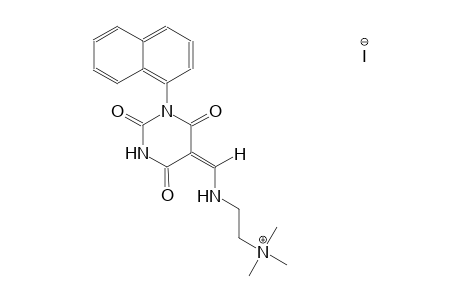 N,N,N-trimethyl-2-{[(E)-(1-(1-naphthyl)-2,4,6-trioxotetrahydro-5(2H)-pyrimidinylidene)methyl]amino}ethanaminium iodide