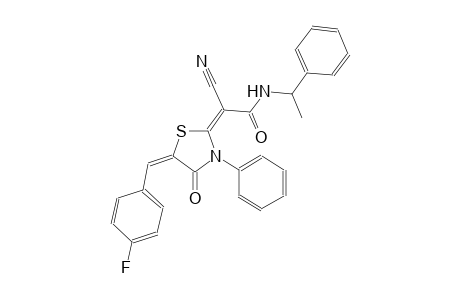 (2E)-2-cyano-2-[(5E)-5-(4-fluorobenzylidene)-4-oxo-3-phenyl-1,3-thiazolidin-2-ylidene]-N-(1-phenylethyl)ethanamide