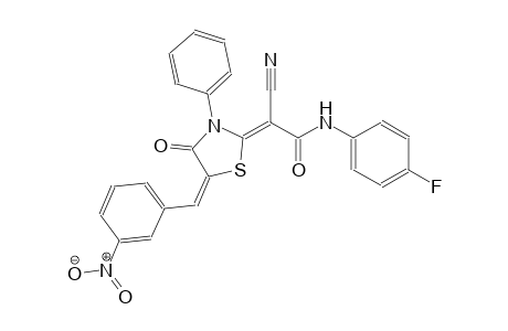 (2Z)-2-cyano-N-(4-fluorophenyl)-2-[(5E)-5-(3-nitrobenzylidene)-4-oxo-3-phenyl-1,3-thiazolidin-2-ylidene]ethanamide