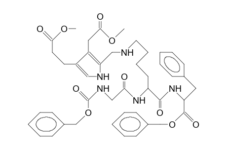 N-Benzyloxycarbonylglycyl-E-N-(4-<2-meo-carbonyl-et>-3-meo-carbonylmethylpyrrol-2-ylmethyl)-L-lysyl-L-phe benzyl ester