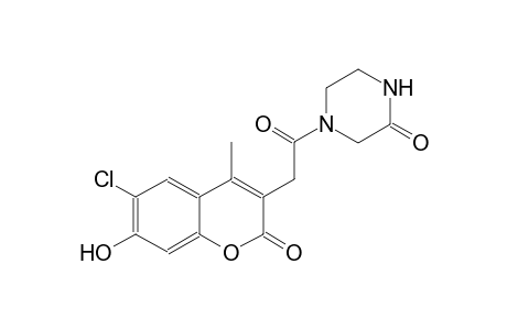 2-piperazinone, 4-[(6-chloro-7-hydroxy-4-methyl-2-oxo-2H-1-benzopyran-3-yl)acetyl]-