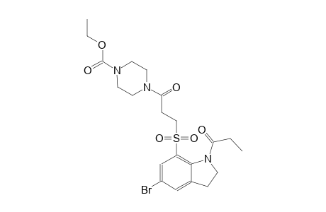 1-piperazinecarboxylic acid, 4-[3-[[5-bromo-2,3-dihydro-1-(1-oxopropyl)-1H-indol-7-yl]sulfonyl]-1-oxopropyl]-, ethyl ester