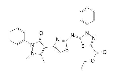 Ethyl 3-phenyl-2-(4-(2,3-dimethyl-1-phenyl-5-oxo-pyrazol-4-yl)thiazol-2-ylimino)-1,3,4-thiadiazole-5-carboxylate