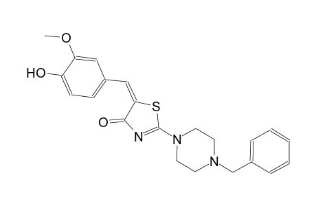 4(5H)-thiazolone, 5-[(4-hydroxy-3-methoxyphenyl)methylene]-2-[4-(phenylmethyl)-1-piperazinyl]-, (5E)-