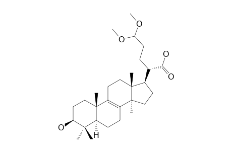 GLOEOPHYLLIC-ACID-A-DIMETHYLACETAL;4,4,14-ALPHA-TRIMETHYL-24-OXO-5-ALPHA-CHOL-8-EN-21-OIC-ACID-DIMETHYLACETAL