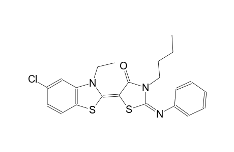 (2E,5Z)-3-butyl-5-(5-chloro-3-ethyl-1,3-benzothiazol-2(3H)-ylidene)-2-(phenylimino)-1,3-thiazolidin-4-one