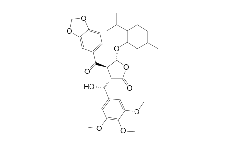(-)-(3S,4R,5R,6R)-3-(3",4",5"-Trimethoxy-.alpha.-hydroxybenzyl)-4-(3',4'-methylenedioxybenzoyl)-5-(1-menthyloxy)butyroactone