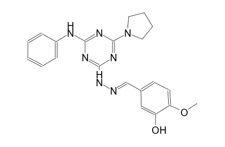 benzaldehyde, 3-hydroxy-4-methoxy-, [4-(phenylamino)-6-(1-pyrrolidinyl)-1,3,5-triazin-2-yl]hydrazone