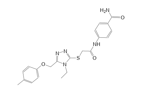 4-{[({4-ethyl-5-[(4-methylphenoxy)methyl]-4H-1,2,4-triazol-3-yl}sulfanyl)acetyl]amino}benzamide