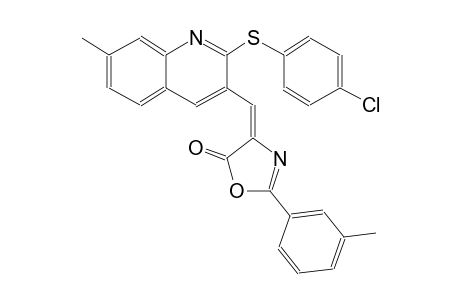 5(4H)-oxazolone, 4-[[2-[(4-chlorophenyl)thio]-7-methyl-3-quinolinyl]methylene]-2-(3-methylphenyl)-, (4E)-