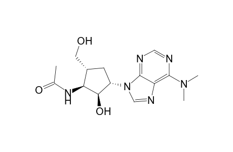 9-[3.beta.-Acetamido-2.beta.-hydroxy-4.alpha.-(hydroxymethyl)cyclopent-1.alpha.-yl]-6-dimethylaminopurine