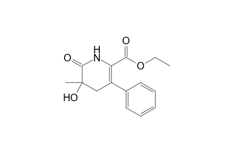 (+-)-Ethyl 1,4,5,6-tetrahydro-6-oxo-5-hydroxy-5-methyl-3-phenyl-2-pyridinecarboxylate