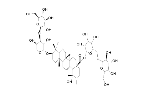 ILEXOSIDE VIII ; 3-O-beta-D-GLUCOPYRANOSYL (1-3)-alpha-L-ARABINOPYRANOSYL-POMOLIC ACID 28-O-beta-D-GLUCOPYRANOSYL-(1-6)-beta-D-GLUCOPYRANOSIDE