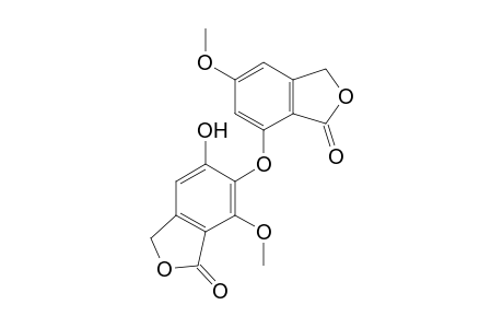 1(3H)-Isobenzofuranone, 6-[(1,3-dihydro-6-methoxy-3-oxo-4-isobenzofuranyl)oxy]-5-hydroxy-7-me thoxy-