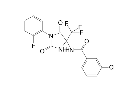 3-Chloranyl-N-[1-(2-fluorophenyl)-2,5-bis(oxidanylidene)-4-(trifluoromethyl)imidazolidin-4-yl]benzamide