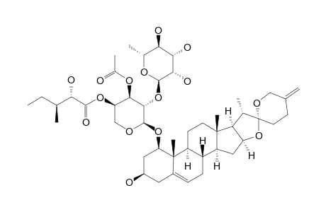 NEORUSCOGENIN-1-O-[O-ALPHA-L-RHAMNOPYRANOSYL-(1->2)-3-O-ACETYL-4-O-[(2S,3S)-2-HYDROXY-3-METHYLPENTANOYL]-ALPHA-L-ARABINOPYRANOSIDE]