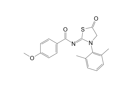 N-[5-oxo-3-(2,6-xylyl)-2-thiazolidinylidene]-p-anisamide