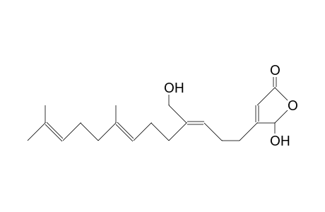 3-(4-Hydroxymethyl-8,12-dimethyl-3(Z),7(E),11-tridecatrienyl)-2,5-dihydro-2-hydroxy-5-oxo-furane
