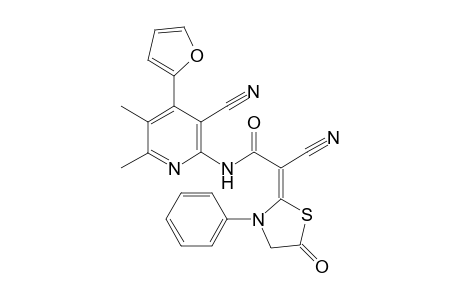 (E)-2-[2-cyano-2-(5-oxo-3-phenylthiazolidin-2-ylidene)-acetylamino]5,6-dimethyl-4-(furan-2-yl)pyridine-2-yl-3-carbonitrile