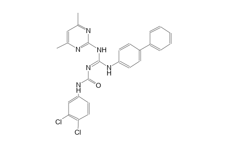 4-({(E)-{[(E)-(3,4-dichloroanilino)(oxo)methyl]imino}[(4,6-dimethyl-2-pyrimidinyl)amino]methyl}amino)-1,1'-biphenyl