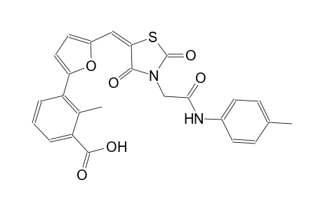 3-[5-((E)-{2,4-dioxo-3-[2-oxo-2-(4-toluidino)ethyl]-1,3-thiazolidin-5-ylidene}methyl)-2-furyl]-2-methylbenzoic acid