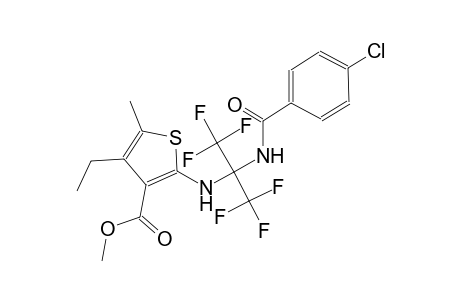 methyl 2-{[1-[(4-chlorobenzoyl)amino]-2,2,2-trifluoro-1-(trifluoromethyl)ethyl]amino}-4-ethyl-5-methyl-3-thiophenecarboxylate