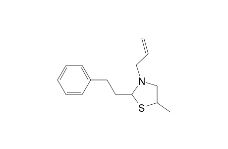 Thiazolidine, 5-methyl-2-(2-phenylethyl)-3-(2-propenyl)-