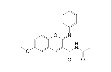 N-{[(2Z)-6-methoxy-2-(phenylimino)-2H-chromen-3-yl]carbonyl}acetamide