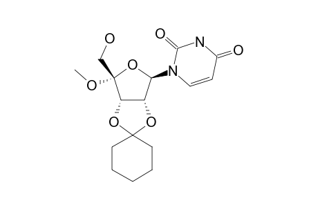 4'(R)-1-(2,3-O-Cyclohexylidene-4-O-methyl.beta.-D-erythro-pentofuranosyl-4-ulose)-uracil