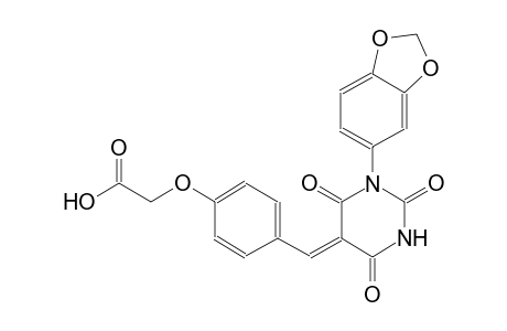 {4-[(Z)-(1-(1,3-benzodioxol-5-yl)-2,4,6-trioxotetrahydro-5(2H)-pyrimidinylidene)methyl]phenoxy}acetic acid