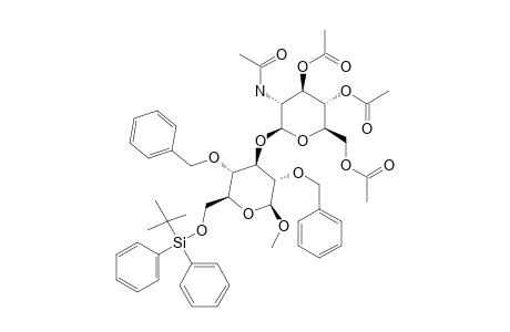 #11;METHYL-O-(2-ACETAMIDO-3,4,6-TRI-O-ACETYL-2-DEOXY-BETA-D-GLUCOPYRANOSYL)-(1->3)-2,4-DI-O-BENZYL-6-O-(TERT.-BUTYLDIPHENYLSILYLOXY)-BETA-D-GLUCOPYRANOSIDE