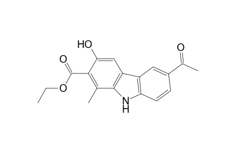 9H-Carbazole-2-carboxylic acid, 6-acetyl-3-hydroxy-1-methyl-, ethyl ester