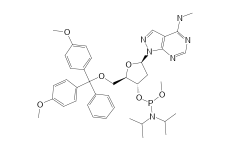 1-[2'-DEOXY-5'-O-(4,4'-DIMETHOXYTRITYL)-BETA-D-ERYTHRO-PENTOFURANOSYL]-4-(METHYLAMINO)-1H-PYRAZOLO-[3,4-D]-PYRIMIDINE-3'-[METHYL-N,N-DIISOPROPYL-PHOSPORAMIDITE
