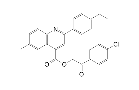 4-quinolinecarboxylic acid, 2-(4-ethylphenyl)-6-methyl-, 2-(4-chlorophenyl)-2-oxoethyl ester