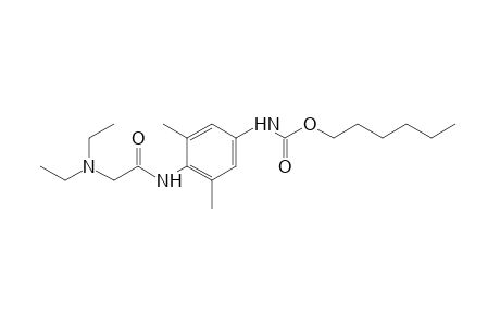 4-[2-(diethylamino)acetamido]-3,5-dimethylcarbanilic acid, hexyl ester